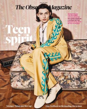Finn Wolfhard Instagram - • @obsmagazine Thanks for the chat!
Interview with @moshakis on Sunday with the Observer 🗞 .
Cover: @daniellelevitt
Styling: @thegriceisright
Grooming: @msruthiemakeup 
Set design: @_coopervasquez_