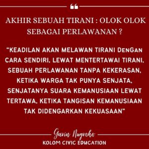 Garin Nugroho Instagram - Tertawa dan olok olok adalah daya hidup warga bangsa Indonesia juga senjata tajam rakyat ,ketika mereka melawan dan tidak mengakui kepemimpinan berbangsa yang tak melayani warga dan abai pada konstitusi. Terlebih Kepemimpinan yang hanya jadi kekuasaan dilindungi senjata dan manipulasi hukum serta pencitraan semu @jaga.pemilu @bless_in_pics @whanidarmawan @ipong.witono @abrahamsamad_ @hanummm @
