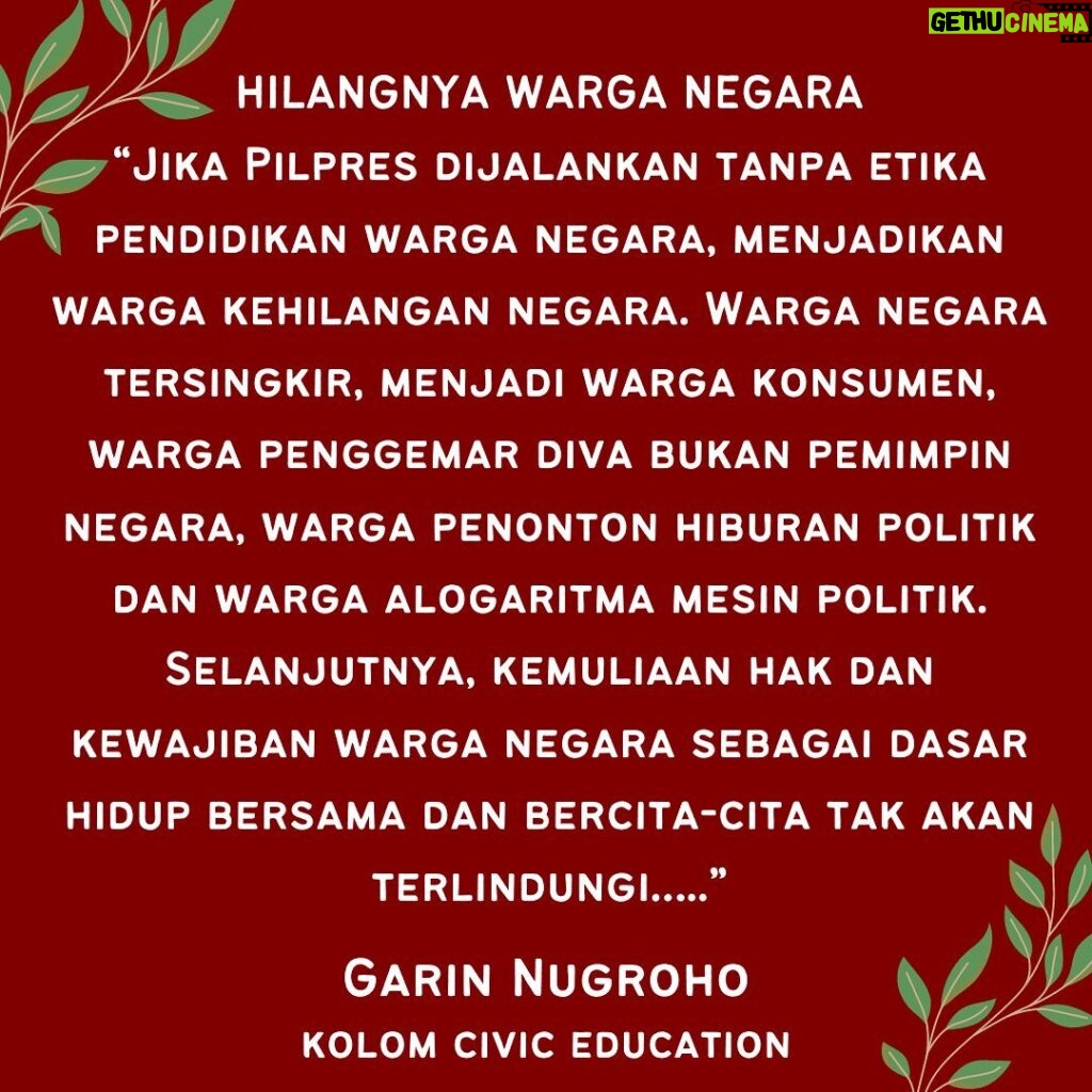 Garin Nugroho Instagram - saatnya menegakkan etika berbangsa @iskandarloedin @tiopksdw @ong.hariwahyu @madanifilmfest @ferroferizka