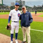 Gary Sinise Instagram – So much fun to be here with @dansbyswanson at my favorite place in the world, Wrigley Field. Go @cubs!!