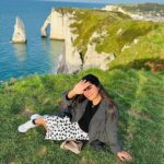 Grace Antony Instagram - Her vibe is pretty.🏔️❄️🫧 * * * * * * #france #paris #graceantony #vacation #travel #travelphotography Étretat, Normandie, France