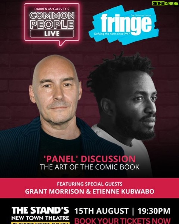Grant Morrison Instagram - Tomorrow! Darren McGarvey’s Common People Live at The Stand’s New Town Theatre, Edinburgh with @e.t_thedj and @darren_mcgarvey Tickets available at @edfringe #edinburghfringe #live