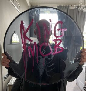 Grant Morrison Instagram - Have riot will travel! Pic by @gerardway #kingmob #mcr #glasgow #captaincaledonia