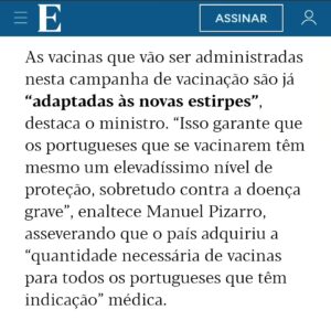 Gustavo Santos Instagram - Sr. "S"INISTRO DA $AÚDE!

Ontem, 29 de Setembro, ligaram o gás nas câmaras.

São 3500 pontos no país.

O discurso deste indivíduo:

- "todos a remar para o mesmo lado."

- "o objetivo é vacinar 2.5 milhões de portugueses."

- "existe uma certa fadiga das pessoas(...)"

- "vacinas adaptadas às novas estirpes e isso garante que os portugueses que se vacinarem têm mesmo um elevadíssimo nível de proteção, sobretudo quanto à doença grave."

- "usem a rede de vacinação e usem-na sem angústia."

É TÃO SINISTRO!

Deixem-no a remar sozinho até se perder.

Ele, em vez de arruinar um quarto do país, que espete as doses todas na sua testa e naqueles que as administram.

A fadiga que existe é real. É um cansaço de morte. De mortes súbitas e problemas crónicos.

Vacinas adaptadas 🤣🤣? Mas alguém acredita nisto? E quando chegar a nova variante? 
Sinistro!
Aqueles que não se vacinaram, estão muito mais protegidos quanto à doença grave.
Muito mais!
( ☝️ já é sabido no mundo inteiro).

Usem a rede de vacinação sem angústia, diz ele; o mesmo é dizer: vão, mesmo que tenham dúvidas ou medo.

O gás está ligado.

👉Antes de se submeterem, escutem a vossa INTUIÇÃO.👈

Eu prefiro inalar a Verdade, a Natureza e a Vida!

NÃO OBEDEÇAS MAIS!