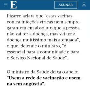 Gustavo Santos Instagram - Sr. "S"INISTRO DA $AÚDE!

Ontem, 29 de Setembro, ligaram o gás nas câmaras.

São 3500 pontos no país.

O discurso deste indivíduo:

- "todos a remar para o mesmo lado."

- "o objetivo é vacinar 2.5 milhões de portugueses."

- "existe uma certa fadiga das pessoas(...)"

- "vacinas adaptadas às novas estirpes e isso garante que os portugueses que se vacinarem têm mesmo um elevadíssimo nível de proteção, sobretudo quanto à doença grave."

- "usem a rede de vacinação e usem-na sem angústia."

É TÃO SINISTRO!

Deixem-no a remar sozinho até se perder.

Ele, em vez de arruinar um quarto do país, que espete as doses todas na sua testa e naqueles que as administram.

A fadiga que existe é real. É um cansaço de morte. De mortes súbitas e problemas crónicos.

Vacinas adaptadas 🤣🤣? Mas alguém acredita nisto? E quando chegar a nova variante? 
Sinistro!
Aqueles que não se vacinaram, estão muito mais protegidos quanto à doença grave.
Muito mais!
( ☝️ já é sabido no mundo inteiro).

Usem a rede de vacinação sem angústia, diz ele; o mesmo é dizer: vão, mesmo que tenham dúvidas ou medo.

O gás está ligado.

👉Antes de se submeterem, escutem a vossa INTUIÇÃO.👈

Eu prefiro inalar a Verdade, a Natureza e a Vida!

NÃO OBEDEÇAS MAIS!