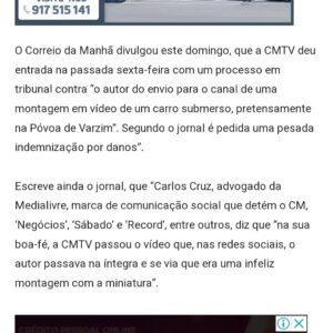 Gustavo Santos Instagram - Há uns meses, partilhei esta encrenca, passada em direto neste canal.

Dei a minha opinião, como dou sempre, e bola para a frente.

Só que há dois dias, vi esta notícia e venho, tendo em conta o descalabro do que li, partilhar, novamente, o que interpreto.

Então, em vez de se responsabilizarem pela incompetência e pela fome desmesurada que têm de caos (tudo pelas audiências), escudam-se na "boa fé" do canal (tão bonzinhos que eles são) e vão, então, processar ferozmente o autor da brincadeira.

Seria a mesma coisa que me escreverem um livro, publicá-lo sem saber o que lá estava escrito e depois processar a pessoa que mo escreveu porque não gostei do que li.

Ou seja, culpar a pessoa porque acreditei nela sem a conhecer de lado nenhum, assim como às suas intenções.

Que vergonha.

Péssimo exemplo público.

Muita sorte para o autor do vídeo.
Espero que encontre alguém à altura para defender a sua liberdade (para brincar).

E concluo, num mundo um bocadinho melhor, este canal não existiria.

Abraço forte.