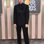 Haley Tju Instagram - @ChrisPerfetti at the Golden Globes 🖤🌸 Suit: @maisonmargiela Shirt: @blkdnm Shoes: @jb_rautureau Styled by @haleytju