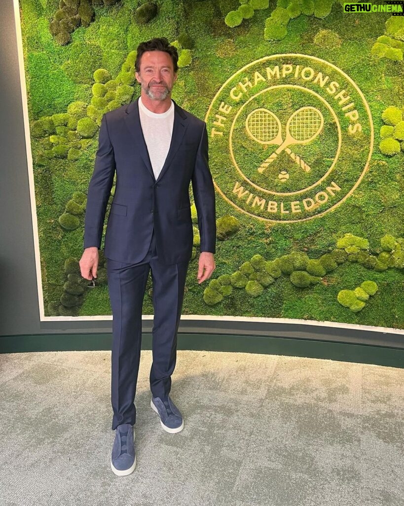 Hugh Jackman Instagram - Beyond excited to be at @wimbledon to support @djokernole!!! Let’s goooooo! 🐺