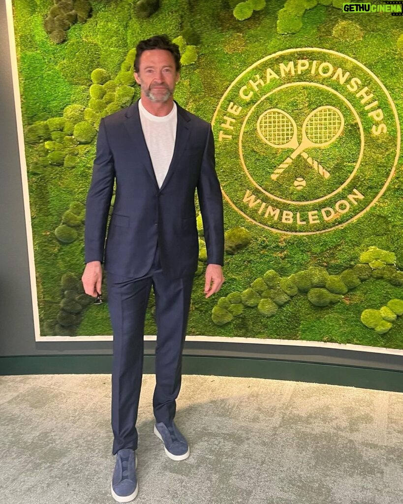 Hugh Jackman Instagram - Beyond excited to be at @wimbledon to support @djokernole!!! Let’s goooooo! 🐺