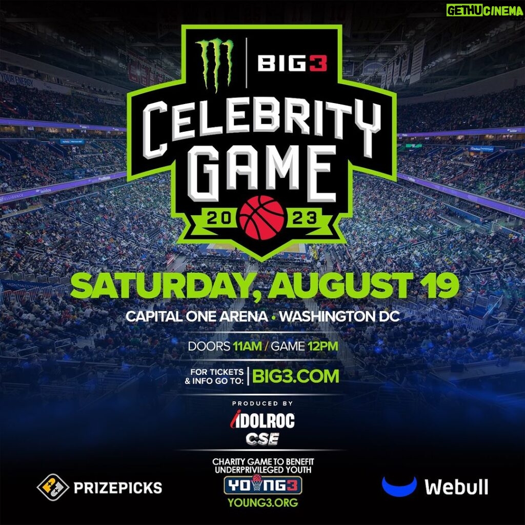 Ice Cube Instagram - We’re coming for ya team tomorrow, Clyde. Better be ready! Don’t miss the @monsterenergy celebrity game tomorrow in DC. Webull is going for a big “W” tomorrow. @thebig3