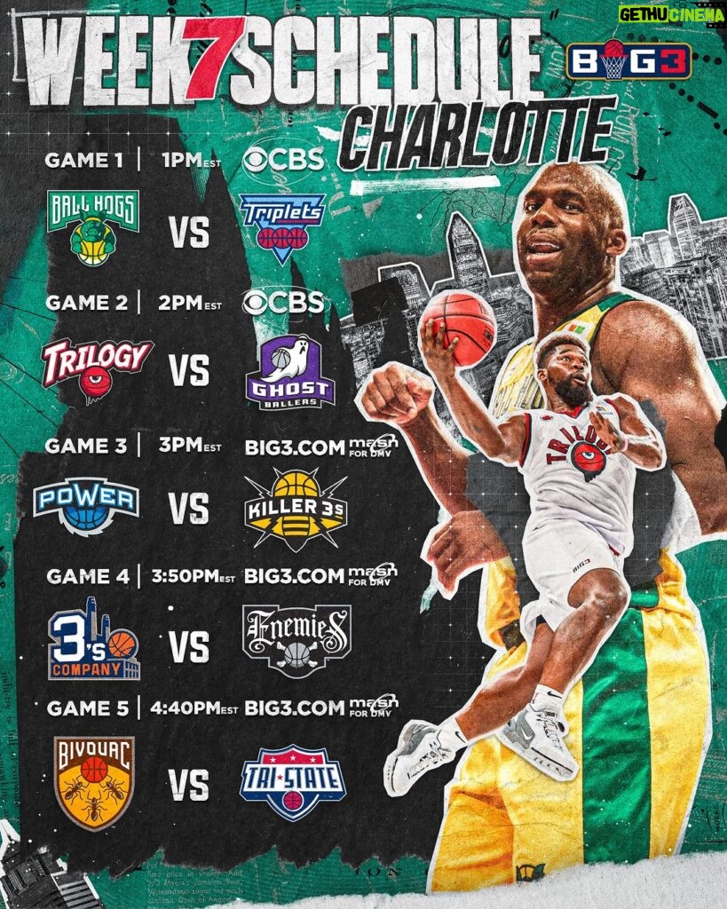 Ice Cube Instagram - The line-up today. We’re hitting the court in only a few hours. Tune in at 1 pm ET on @cbstv or big3.com (link in bio).