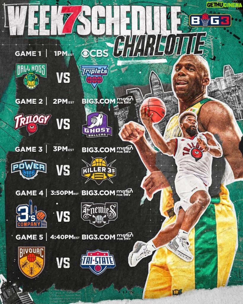 Ice Cube Instagram - Great games tomorrow on CBS and big3.com 7 teams are deadlocked at 4-2 (and they all play each other). Also, 2 of the bottom 3 teams will be eliminated after tomorrow in Charlotte. Action starts at 1pm ET #basketball #charlotte #sport #monsterenergy #tacobell #cbs #big3