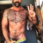 Israel Zamora Instagram – Three looks for the photoshoot last night and 5 hours of sleep. Let’s get this day going! #bathroomselfie  #instagay #underwear #beard #tattoo #muscle #daddy #scuffygay #homo #gaymuscles