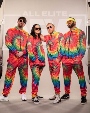 James Cipperly Instagram - Merry fifth of July.
.
.
.
#baybee #Tuesday #AEW #group #friends #groupoffriends #tiedye #matching #bestfriends #wrestling #photoshoot #fun #backtogether
