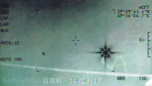 Jeremy Kenyon Lockyer Corbell Instagram - Today we release the image of a military filmed UAP (a still from a video) that was filmed over the Persian Gulf. This vehicle of unknown origin, had no conventional flight control surfaces - and has been officially designated by the United States as a UAP (Unidentified Anomalous Phenomena). This designation is currently maintained.

THE “CHANDELIER” UAP

DATE / TIME - Not disclosed

LOCATION - This image was taken over the Persian Gulf (29°09'41.4”N, 49°26'56.7"E)

IMAGING TYPE - Thermographic / Forward Looking Infrared (FLIR)

EVENT DESCRIPTION - A short synopsis can be seen in Part 3 of the UFO REVOLUTION docuseries. More to come.

MORE : WeaponizedPodcast.com