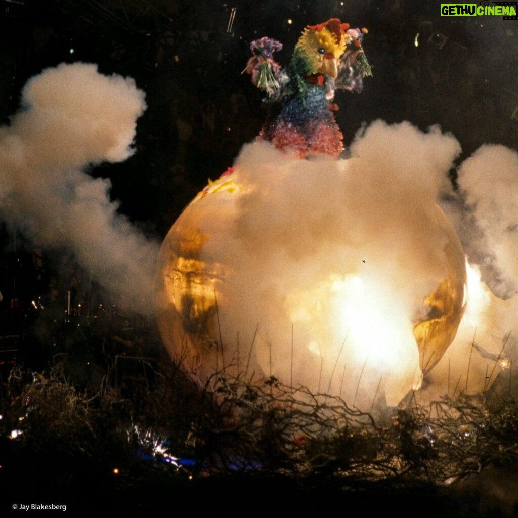 Jerry Garcia Instagram - Flashback to the @gratefuldead’s New Year's Eve 1989 show at the Oakland Coliseum Arena. Bill Graham dressed as a chicken, “flew” into the arena landing on a giant egg, which hatched to reveal his son, Alex. 📷: @jayblakesberg