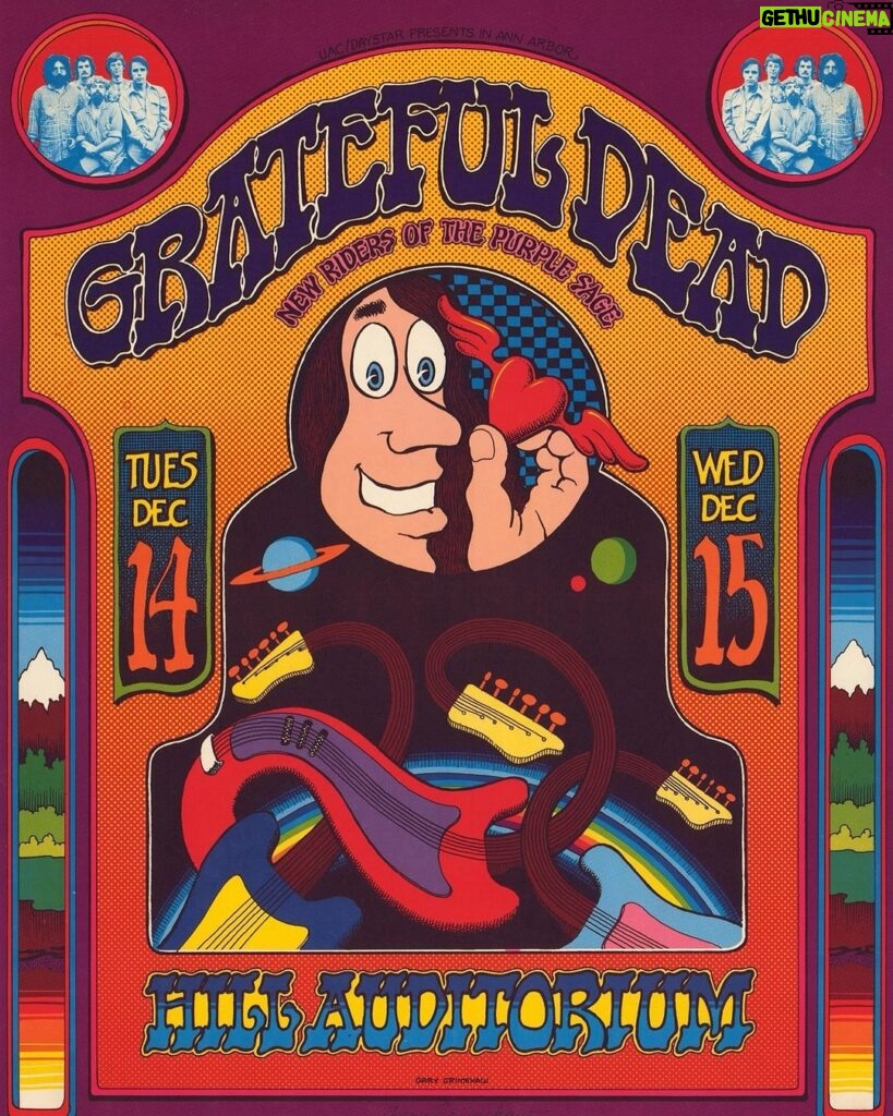 Jerry Garcia Instagram - The Dead got into the holiday spirit at their 1971 show in Ann Arbor, MI (Hill Auditorium), playing their last known performance of “Run, Rudolph, Run.” 🦌