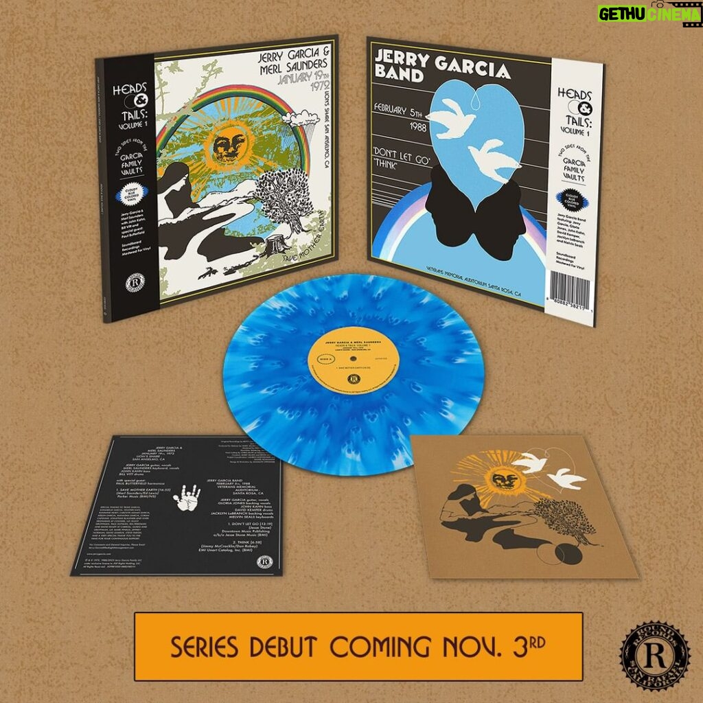 Jerry Garcia Instagram - The short version, if you just want to text somebody the good news, is that there’s going to be a new archival Jerry Garcia LP series on Round Records called Heads & Tails, designed to showcase exciting, unheard performances that each fit onto the single side of a record, paired with evocative and detailed album art that’s fun to swim inside. The series launches November 3rd, ready for advance ordering now from @garciafamilyprovisions. Yes, it will be streaming, too. Link in profile for the full scoop.