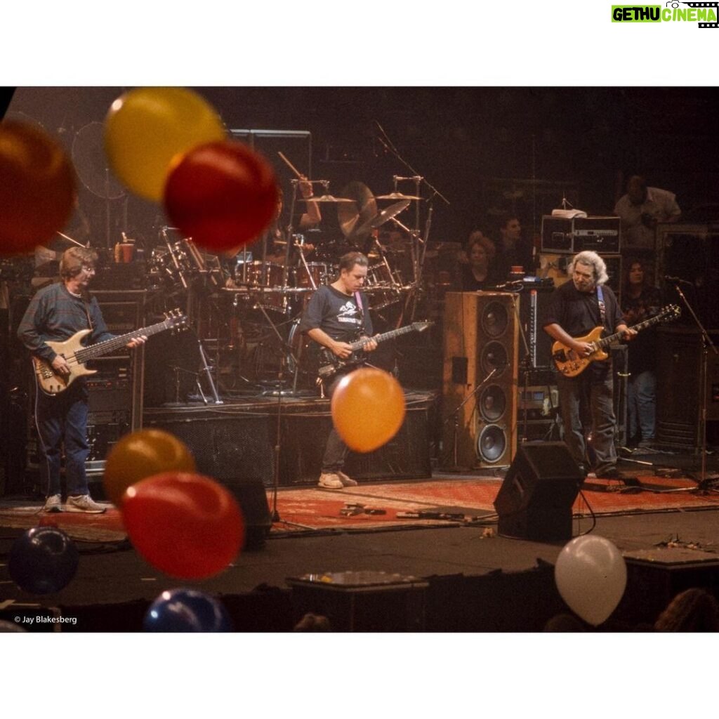 Jerry Garcia Instagram - Flashback to the @gratefuldead’s New Year's Eve 1989 show at the Oakland Coliseum Arena. Bill Graham dressed as a chicken, “flew” into the arena landing on a giant egg, which hatched to reveal his son, Alex. 📷: @jayblakesberg