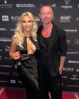Jessica-Jane Stafford Instagram - At the @hairdressersjournal #bhba23 Lee was nominated for 'Educator of the Year'. We didn’t win but the goats cheese starter was A-amazing..!!! 😜