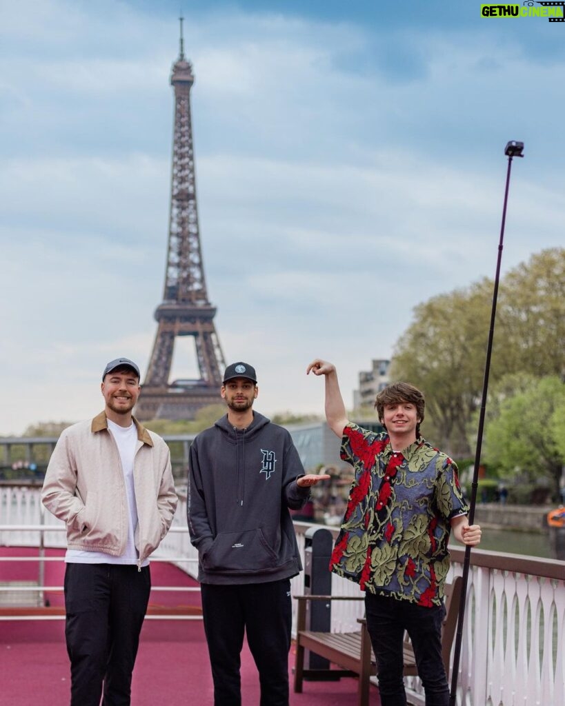 Jimmy Donaldson Instagram - Filmed a banger in Paris, as you can see by the giant pointy thing (prob won’t go up for a few months, have a bunch of countries to hit) Paris,France