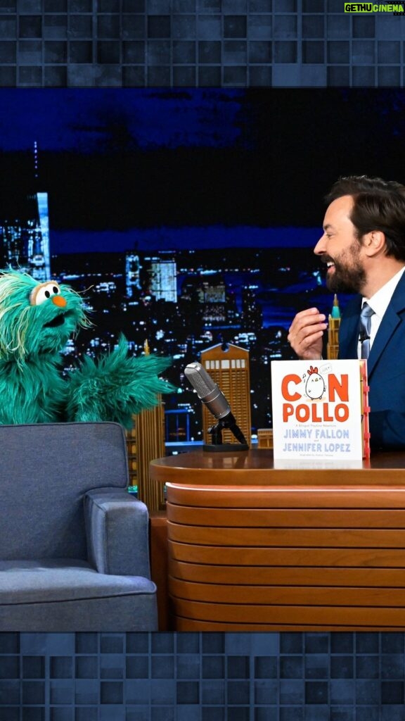 Jimmy Fallon Instagram - Rosita from @sesamestreet stops by to get a first look at Con Pollo, Jimmy’s new bilingual children’s book co-authored by @jlo, out Tuesday! The Tonight Show Starring Jimmy Fallon