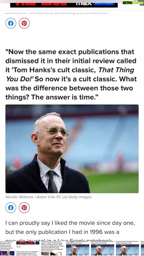 Johnathon Schaech Instagram - Now the same exact publications that dismissed it in their initial review called it 'Tom Hanks's cult classic, #thatthingyoudo! So now it's a cult classic. What was the difference between those two things? The answer is time. #tomhanks https://apple.news/AoIRe6cw3QuujZLM_mU3qmw