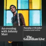 Johnny Marr Instagram – Join me on 17th October when I’ll be chatting to John Harris about my new book Marr’s Guitars. Tickets available now, link in bio. @guardianlive