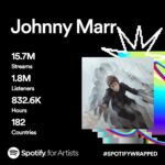 Johnny Marr Instagram – Another year wrapped with Spotify – thank you for all the support.