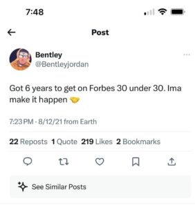 Jordan Bentley Instagram - Honored to be part of this years Forbes 30 under 30. We made it happen 😭🏆 #forbesunder30