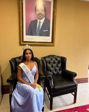 Julia Samantha Edima Instagram - last day in Mandela's country🇿🇦. I wanted to visit the Cameroonian embassy in South Africa before returning to my land. More than a visit, it was a privileged moment of exchange with these brave ladies who serve our homeland beyond the borders, who promote Cameroon in its diplomacy, its economy, its culture. 

My stay here was definitely very enriching for me, because I was able to meet great people and broaden my horizons. I am grateful for this new experience. 🙏🏽

#missworldcameroon #experience