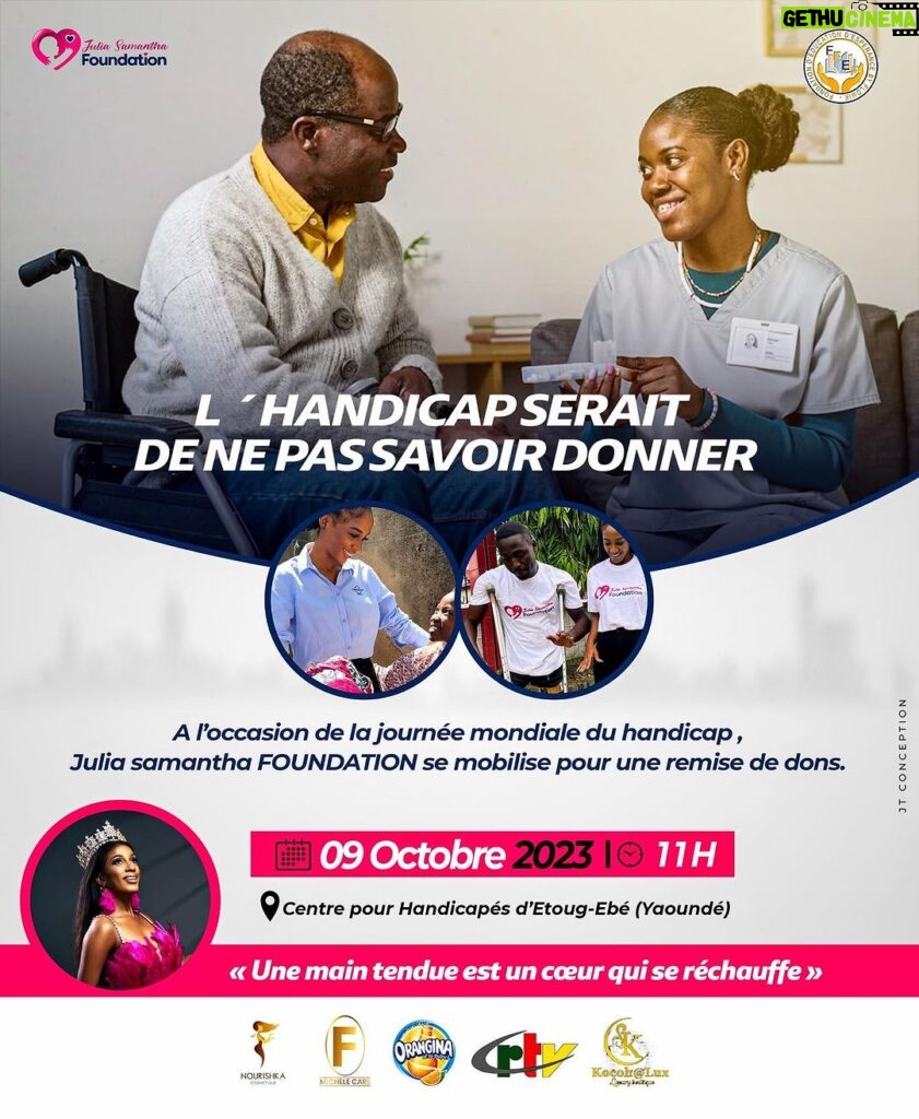 Julia Samantha Edima Instagram - The real handicap would be not knowing how to give. 🤲🏽 🌍 On the occasion of World Disability Day , celebrated every october 9 , let us pay particular attention to these people with reduced mobility, but also, let us talk about mental disability. yes, it's not just physical you know! Let's start with a donations delivery to those lovely people on Monday ❤️, then our conference debate around the theme: Mental health education, how to overcome with a disability? The week promises to be so interesting, I can't wait to bring you in this new page of my Beauty with a purpose "Your mental your beauty" with the collaboration of @fondationfeef ! Humanity is always a beautiful adventure . 🌍 #missworld #missworldcameroon #yourmentalyourbeauty