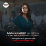 Julia Samantha Edima Instagram - ❌STOP SUICIDE ❌ Un mois riche en sensibilité avec l'Association camerounaise de prévention et de lutte contre le suicide s'annonce pour nous ❤️ Je me sens honorée de me joindre à cette dynamique association, dans l'élan de mon engagement pour la promotion de la santé mentale au Cameroun. Rejoignez-nous dans l'action pour la lutte et la prévention contre le suicide tout au long du mois de septembre suivant le programme ci-après : Marche sportive dans le Centre ville de Yaoundé séminaire de formation sur la relation d'aide , Remise de dons aux personnes atteintes de la maladie mentale et errantes; sensibilisation dans les établissements scolaires et conférences débats. Créons l’espoir à travers l’action 🤲🏽❤️ #stopsuicid #yourmentalyourbeauty