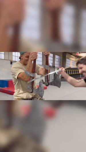 Justin Howell Instagram - We will make a fight with the most liked item in the comments 🤣 
.
👕 @asrv 
🎥 @braandonly 
🤛🏼 @stuntdill @stuntjustin 
.
.⁣
.⁣
@thealexly 
.⁣
#actor #axe #axes #axethrowing #cinema #cinematography #director #hammer #handtools #hatchet #hollywood #knife #knifemaking #knifesales #knives #movie #movies #moviescenes #weapons #weaponsdaily