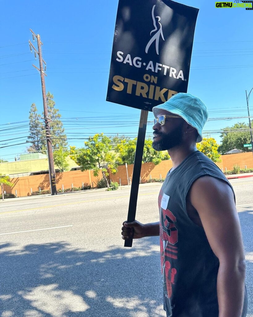 Justin Marcel McManus Instagram - Day 1 of many more until justice is done.. WE ARE OUT HERE! . #sagaftra #sagstrike Los Angeles, California