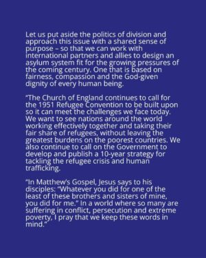 Justin Welby Instagram - Today’s decision on the Rwanda policy leaves desperate people fleeing conflict and persecution in limbo. I hope the Government will reflect and reconsider its approach.

Let’s put aside the politics of division and work together to build an asylum system based on fairness, compassion and the God-given dignity of every human being.