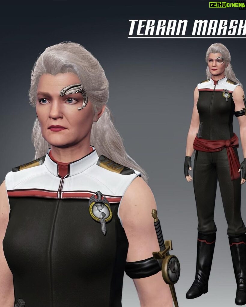 Kate Mulgrew Instagram - Terran Marshal Janeway exercising the right to bare arms 💪🏻💪🏻 #JanewayOrTheHighway #StarTrekOnline #StarTrek @trekonlinegame