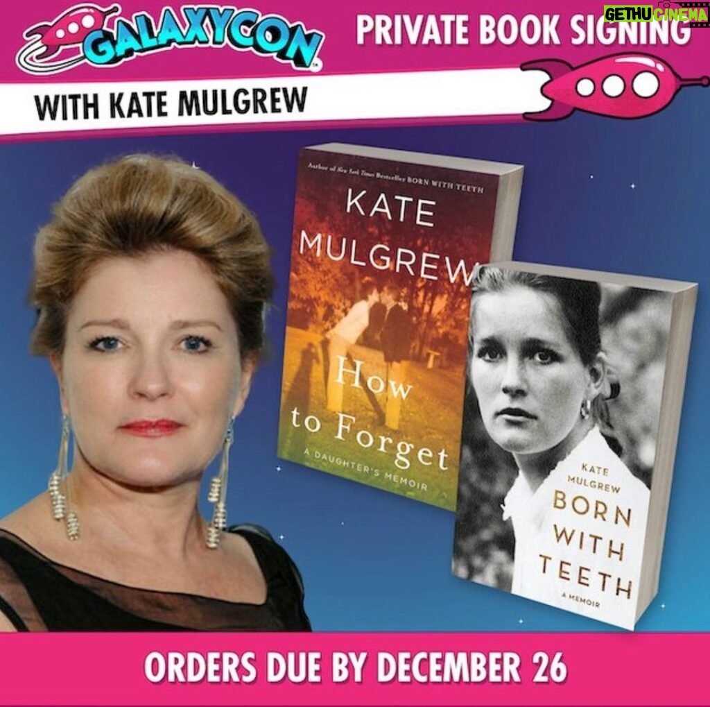 Kate Mulgrew Instagram - I’m partnering with @galaxyconlive for a holiday book signing! 🎄📚🖌 Place your orders at the link in my bio to purchase a signed copy of either Born With Teeth or How to Forget (personalization optional!) in time for Christmas! A great gift for someone on your list who enjoys memoir 🍀 I hope all my American fans had a delicious and peaceful Thanksgiving as we head into the holiday season. Cheers! 🥂