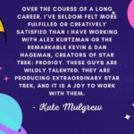 Kate Mulgrew Instagram - 🚀 @alexkurtzmanofficial Kevin & Dan Hageman Michelle Paradis @terrymatalas @importantscience @alonsomyers 🚀 #StarTrek #StarTrekProdigy #TheManWhoFellToEarth #StarTrekSNW #StarTrekPicard #StarTrekLowerDecks #StarTrekDiscovery #BoldlyGoing