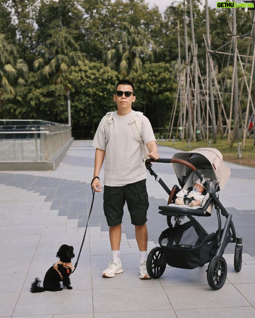 Kerstin Chan Instagram - 嬰兒和小狗第一次一起兜風 這是我們期待以久的畫面🥹 也是邵子龍首度乘著他的坐騎出門 跟雷神索爾同一台 媽媽覺得太帥啦✌🏻 原本想說我兒出門不哭不鬧 一定是個喜歡外出玩耍的寶寶 後來才發現是經過大輪胎的加持 推車避震效果好得驚人🤩 讓驚嚇反射頻繁的新生兒一路好眠 還不用擔心搖搖晃晃嚇到寶寶 經過凹凸不平的地面 寶寶在車裡還是睡得很香 輪胎夠順 爸媽也推得輕鬆省力 正在尋找戰車的爸媽們可以參考參考～ 還有其他優點🙌🏻 👉🏻支援雙向座椅 寶寶可以面對我們 上下坡推起來更安心 👉🏻免拆座椅就能收折 扛上車也方便 這台戰車更厲害的是 可擴充到讓3隻小朋友一起搭 (2座椅、1踏板) 想生三胎的爸媽(不是我) 我先致上120萬分敬意 🫡 下方置物空間也很大 不但能讓我們家小狗卡位跟著兜風 再放一個大型爸爸包 空間還綽綽有餘 😎 我們的戰車是UPPAbaby的 VISTA V2 王者之尊旗鑑款 名字跟車一樣帥!! 不過款式比較大型 考量家中收納空間和進出電梯方便度 建議先測量看看再購入～ @uppababy_taiwan 👶🏻🚗