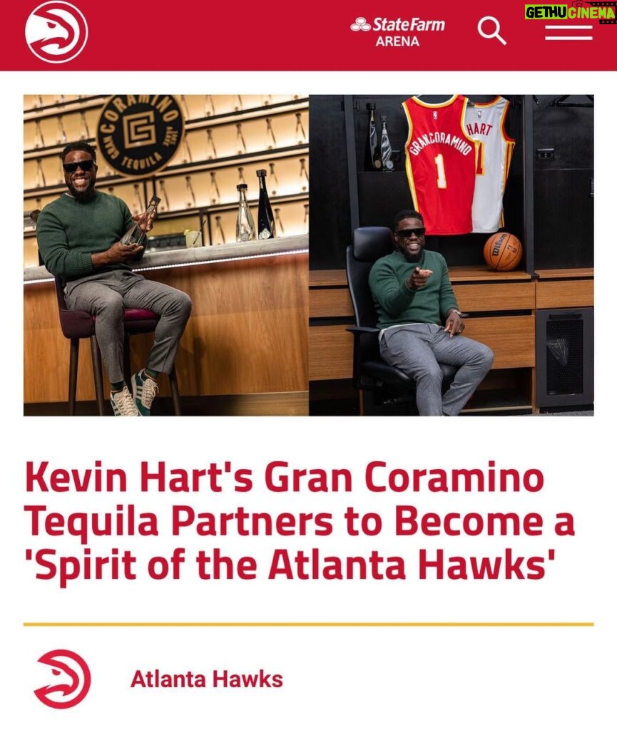 Kevin Hart Instagram - Let’s goooooooooo!!!!! Major thank you to @atlhawks ….I’m excited as hell about the partnership…. Our future is bright!!!!! Make sure you visit the @grancoramino bar/lounge when you go see the Hawks!!!!! We are growing and I’m loving it!!!!!! #HardWorkTasteDifferent