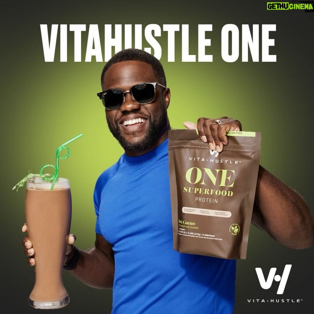 Kevin Hart Instagram - Cheers to a healthy 2024! Let’s make wellness a daily celebration!! Raise your glass, or in my case, this gigantic superfood smoothie to embrace @getVitaHustle greens, gummies, and hydration @Walmart. Here’s to committing to our best selves every single day! Let the hustle for wellness begin💥 #NewYearNewHustle #TheONE #HartatWalmart #WalmartWellness
