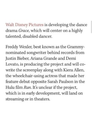 Kiera Allen Instagram - I’M OFFICIALLY A PROFESSIONAL SCREENWRITER! And I cannot believe how lucky I am that THIS is my first screenwriting job. Grace is a beautiful story, and it’s an honor to be working with @freddywexler, @chelsiehill, and @disney. We are cooking up something really special.

I’ve dreamed of being a writer for as long as I’ve dreamed of being an actor - which is to say, my entire life. I’ve dreamed of this moment. So I guess Disney was right. Dreams really do come true.