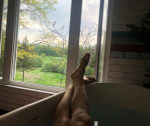 Kristen Holden-Ried Instagram - At the end of a long dusty day...

Hard to beat a bath.

Better yet a bath with a view :)