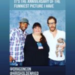 Kristen Holden-Ried Instagram – Yes this happened @dragoncon 
Yes @theonlypaulamos took the shot. 
Yes that’s @kccollinsworld 
Yes that’s a real life werewolf baby suckling on my teet.
Yes it hurt. 
And yes! That’s @rachieskarsten 
Every other picture you see of her is photoshop bullshit. 
❤️
