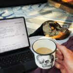 Kristen Holden-Ried Instagram – Mornings be like…

He doesn’t understand why I can’t read my script, drink my coffee, and rubs his ears at the same time. 

Dog’s life.