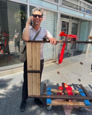 Kristen Schaal Instagram - Today I donated the first ever @hwdwalkoffame Foot Bridge at Andy Kaufman’s ceremony. My hope is that no one’s dirty feet, dog shit, bird shit, or gum will ever touch his precious star that took 40 years after his death to get. I also donated a rug to go over the bridge to keep it clean too. Thank you to Arturo Guzman and his friend for building it, Rich Blomquist for the rug idea (zoom in on rug), the Kaufman’s for letting me be a part of this historical event, and to Andy for the inspiration.