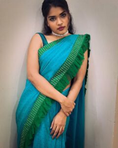 Kusuma Degalamari Instagram - Monday greens 💚 #sareelove #saree #kusuma #kusumadegalamari #instagood #instafashion #explorepage #ootd #baby #babythemovie