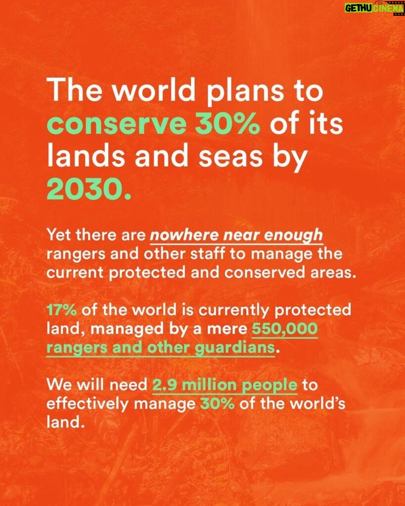 Leonardo DiCaprio Instagram - How many people will it take to protect 30% of the planet’s wild lands by 2030? Five times more protected area personnel than we have right now. A new study from @Rewild and partners estimates that we need a workforce of 2.9 million people, including 1.53 million more rangers. This is the first global census of protected area personnel since 1999 and the first-ever census to include rangers.