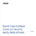 Leonardo DiCaprio Instagram - Repost from @axios • ☀️ This year, Earth had the hottest June on record by far, according to early climate data. ⁠ ⁠ On top of a record-setting June, July 3 and 4 were the hottest days on record globally since at least 1979 — and it’s possible that these records will be exceeded later in the month. ⁠ ⁠ While daily global records aren’t the best way to measure human-induced climate change, larger trends still show increased average global temperatures. These high temperatures are another warning sign that climate change may be picking up, with record warm ocean temperatures in June and extreme heat events worldwide.⁠ ⁠ 🔗 Click the link in our bio to read more.⁠